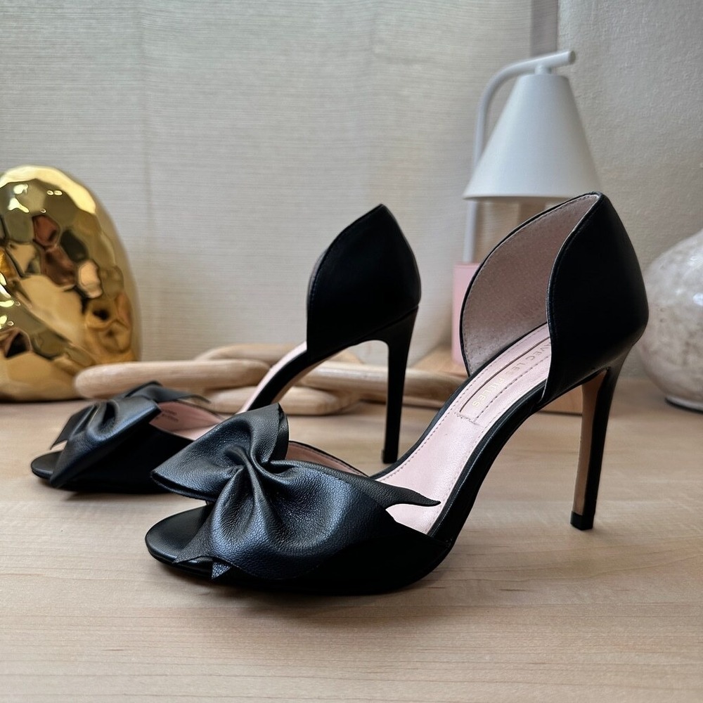 AVEC LES FILLES Black‎ Peep-Toes Heels, Size 6M
